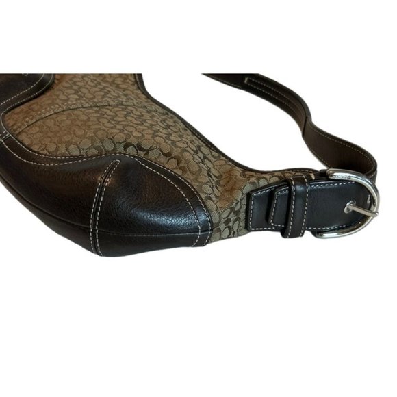 Coach Women's Signature Jacquard Hobo Shoulder Bag No D3J-6351Tan Brown - Picture 7 of 10